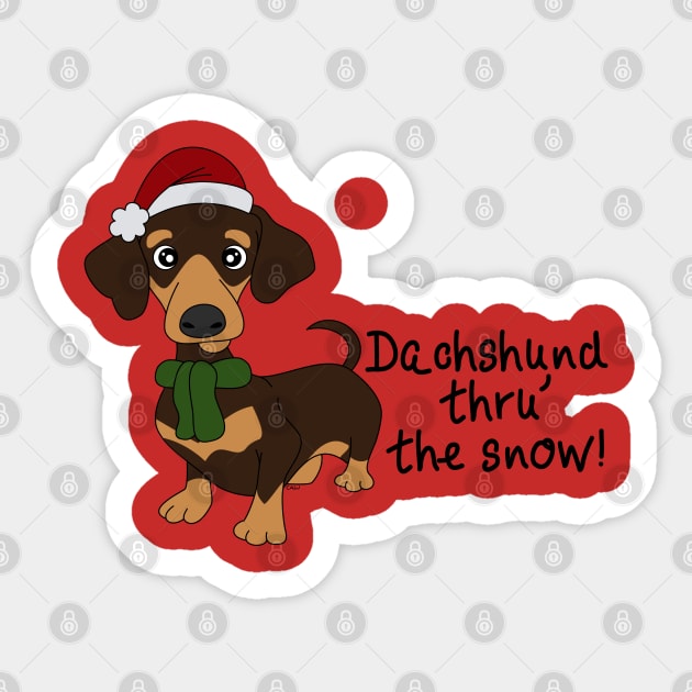Dachshund Thru' The Snow Sticker by The Lemon Stationery & Gift Co